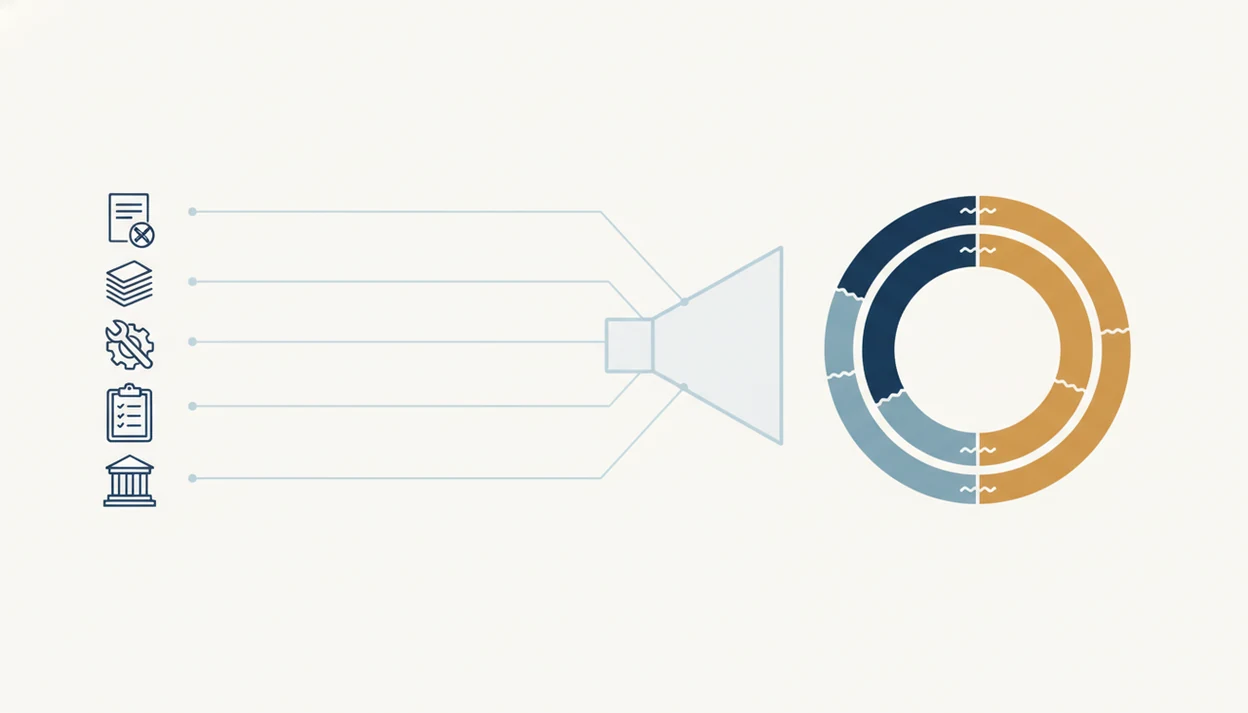 An abstract diagram shows airline records, audits, and oversight flowing into a multi-factor safety profile.