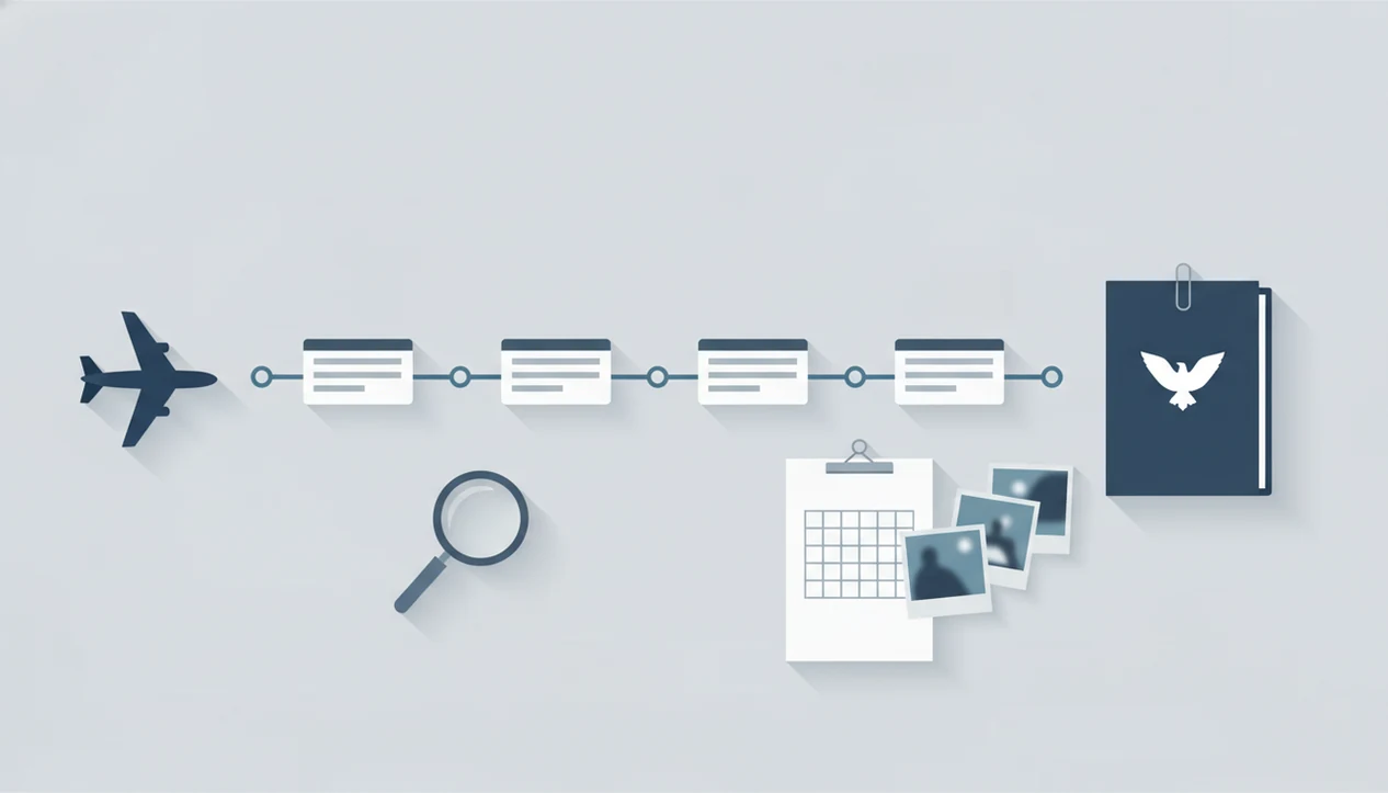 A clean visual timeline of an aviation investigation moving from initial notice to final report.
